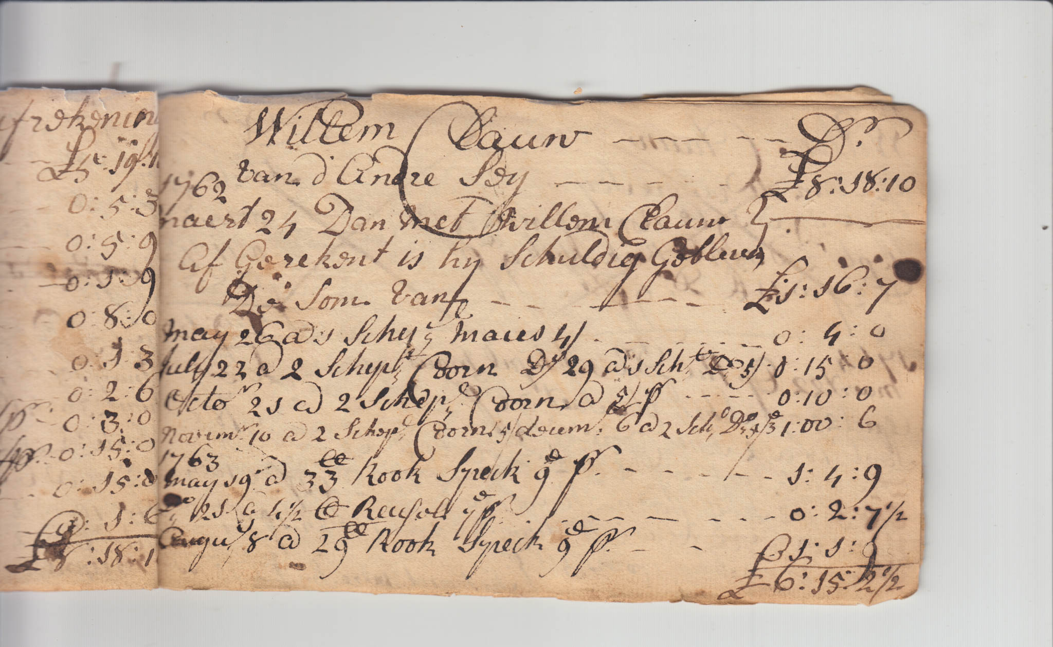 BH105 Pg 7, 1759-1771 & 1783 - Farm Sales Account Book